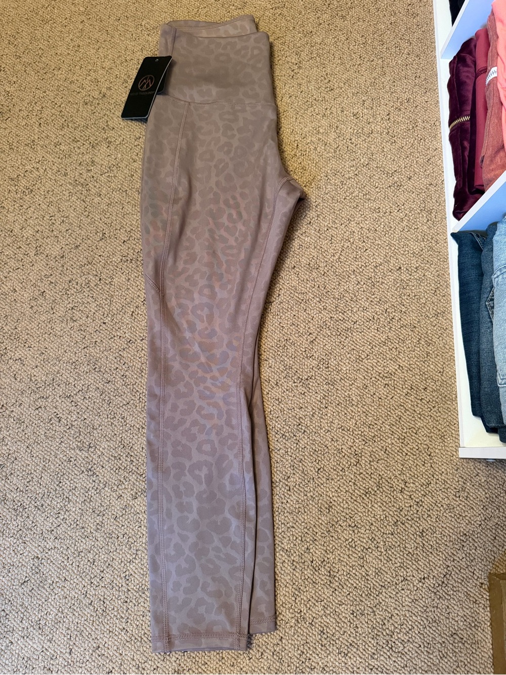 High-Waist Taupe Animal Print Women's Leggings